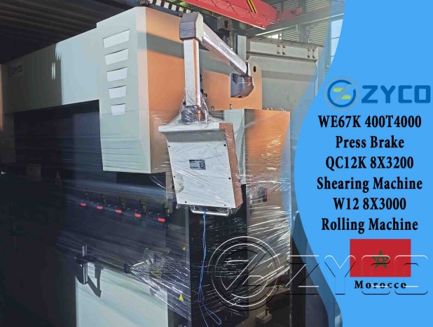 모로코-WE67K 400T 4000 유압 CNC 프레스 브레이크 & QC12K 8X3200 전단기 & W12 8X3000 롤링 머신